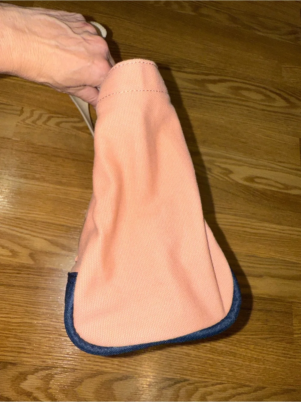 Birdling pink and navy color-blocked canvas mini tote